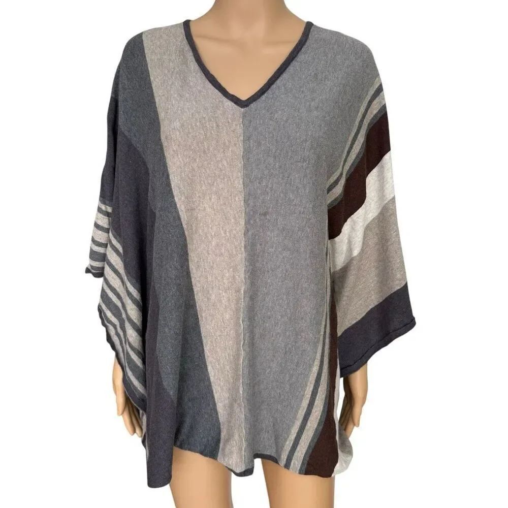 Cabi 100% cotton Horizon Oversized Vneck Poncho Sweater Sz M